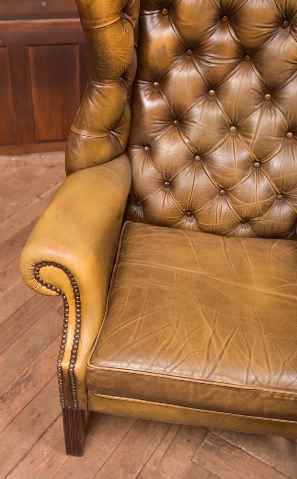 Olive Green Chesterfield Wing Back Chair View IV