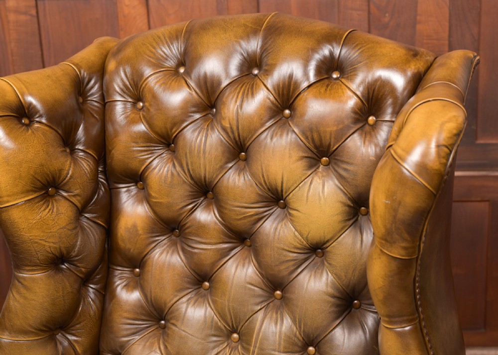 Olive Green Chesterfield Wing Back Chair View VI