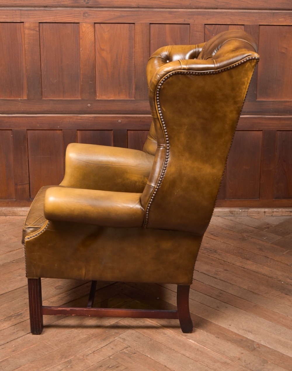 Olive Green Chesterfield Wing Back Chair View VII