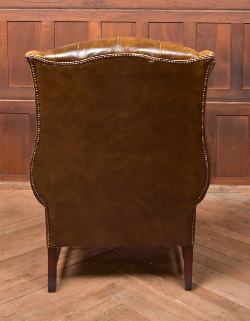 Olive Green Chesterfield Wing Back Chair View VIII