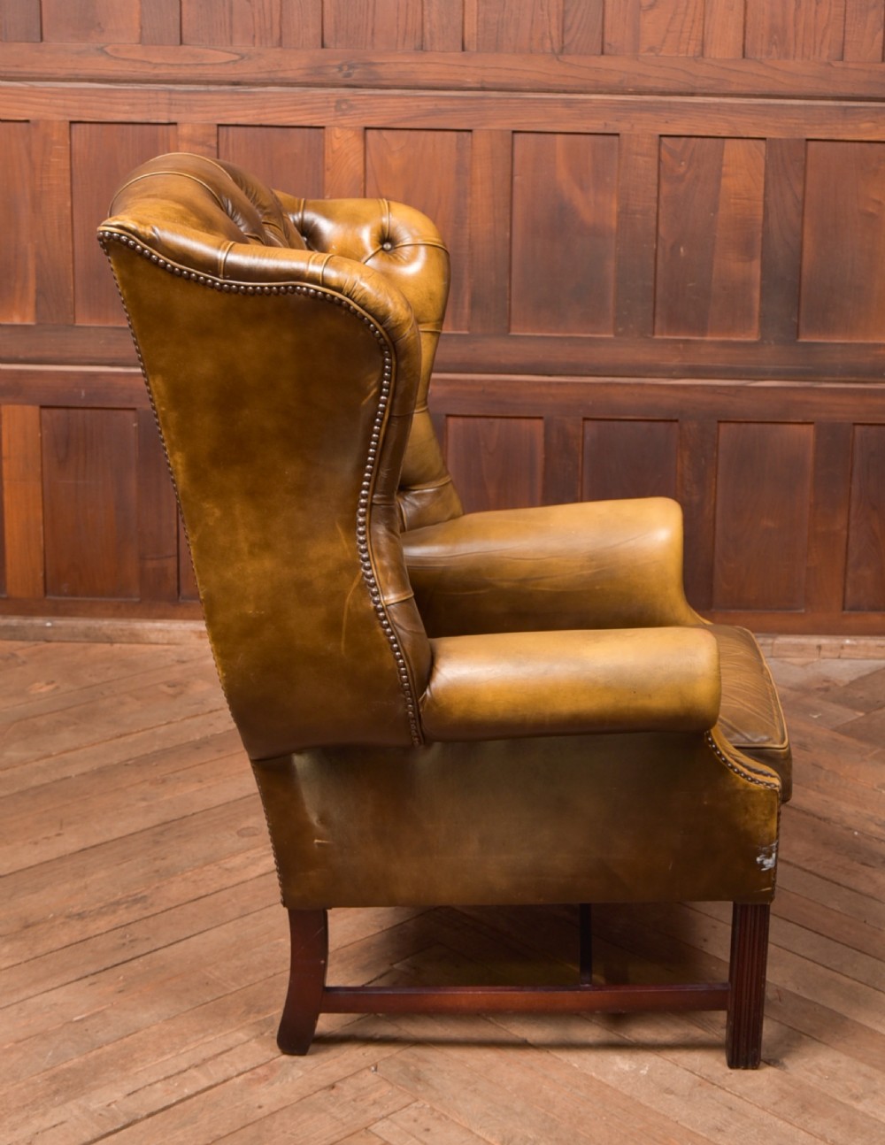 Olive Green Chesterfield Wing Back Chair View IX