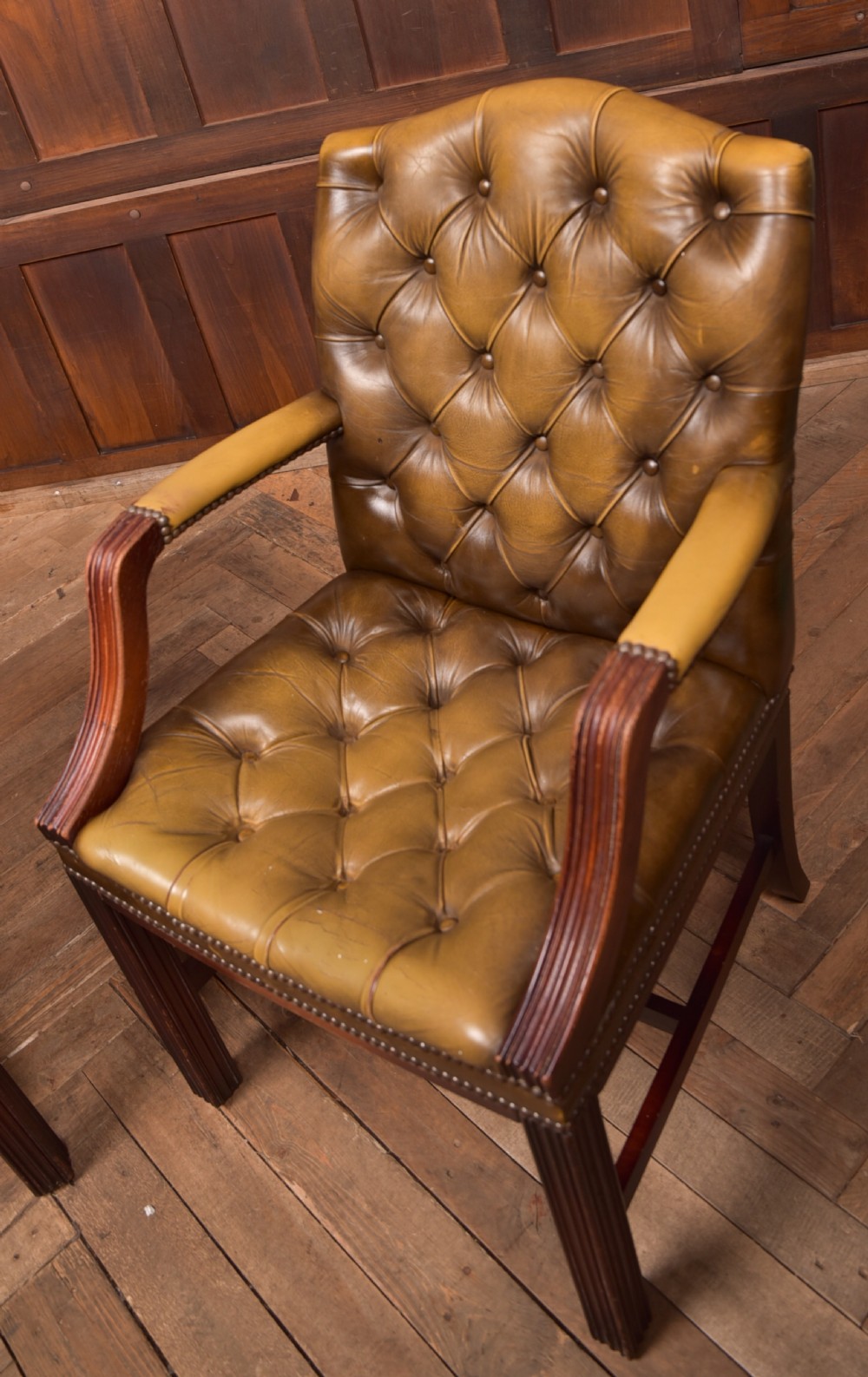 Pair of Olive Green Chesterfield Armchairs View II