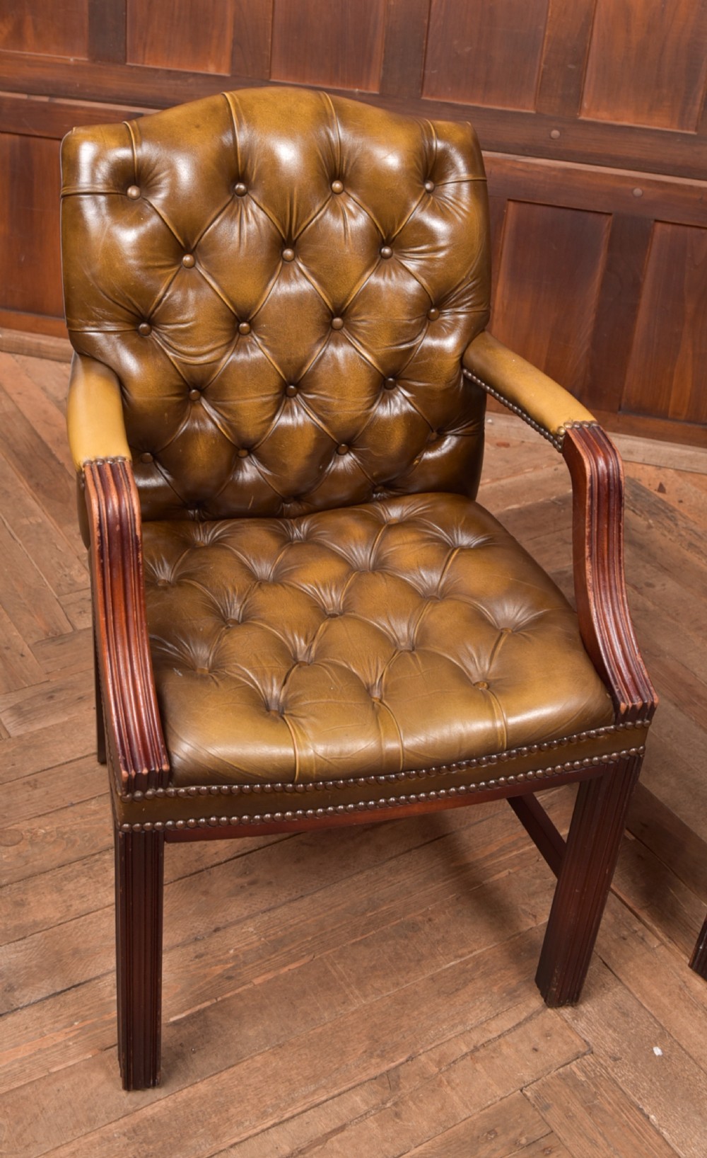 Pair of Olive Green Chesterfield Armchairs View III