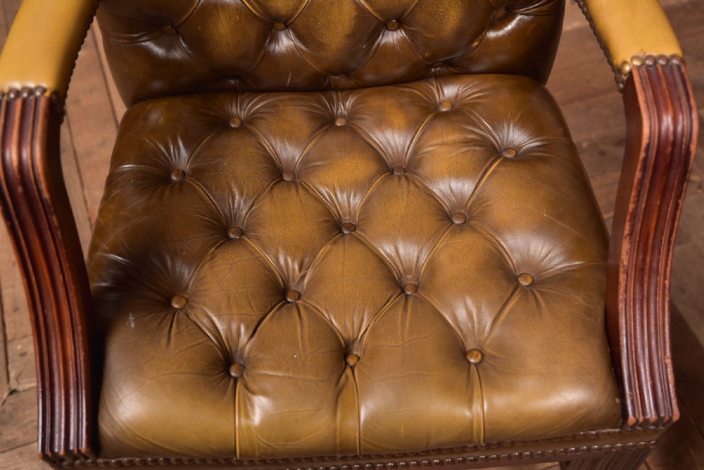 Pair of Olive Green Chesterfield Armchairs View IV