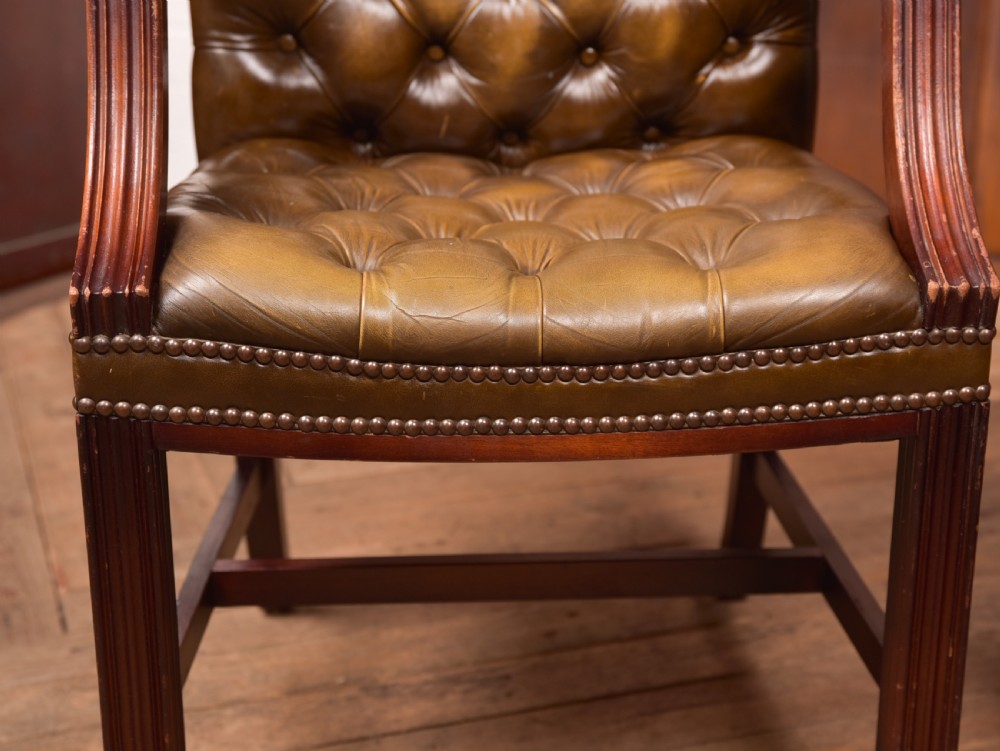 Pair of Olive Green Chesterfield Armchairs View VIII