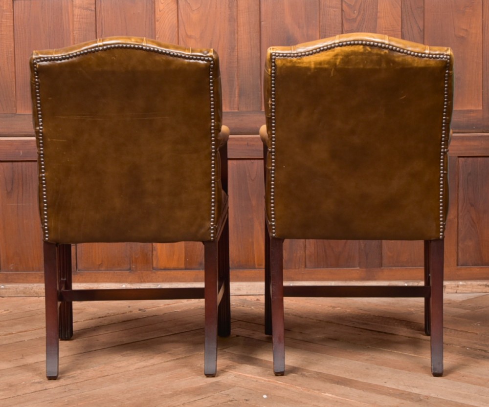Pair of Olive Green Chesterfield Armchairs View XII