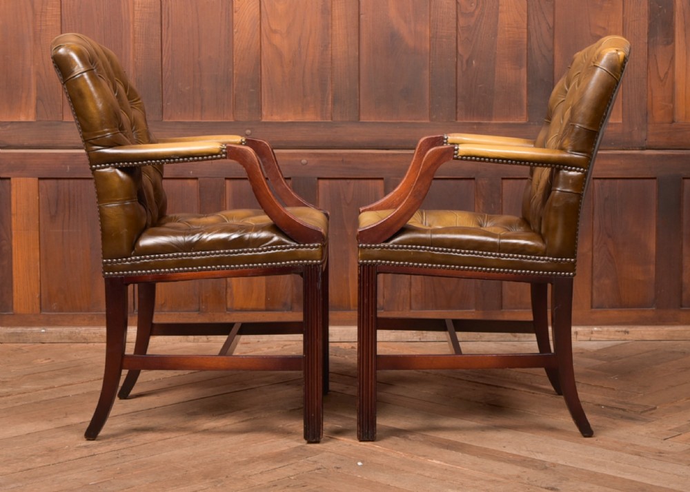 Pair of Olive Green Chesterfield Armchairs View XIII