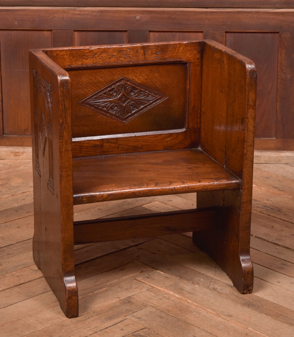 Victorian Oak Child's Hall Seat