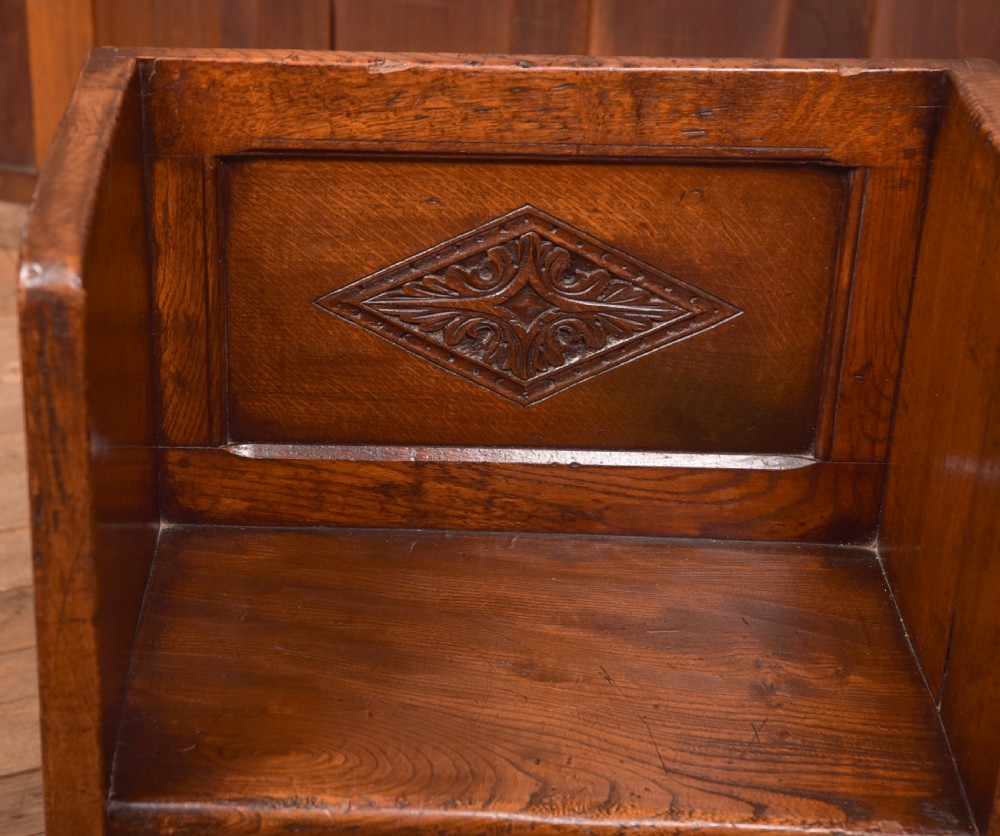 Victorian Oak Child's Hall Seat View II