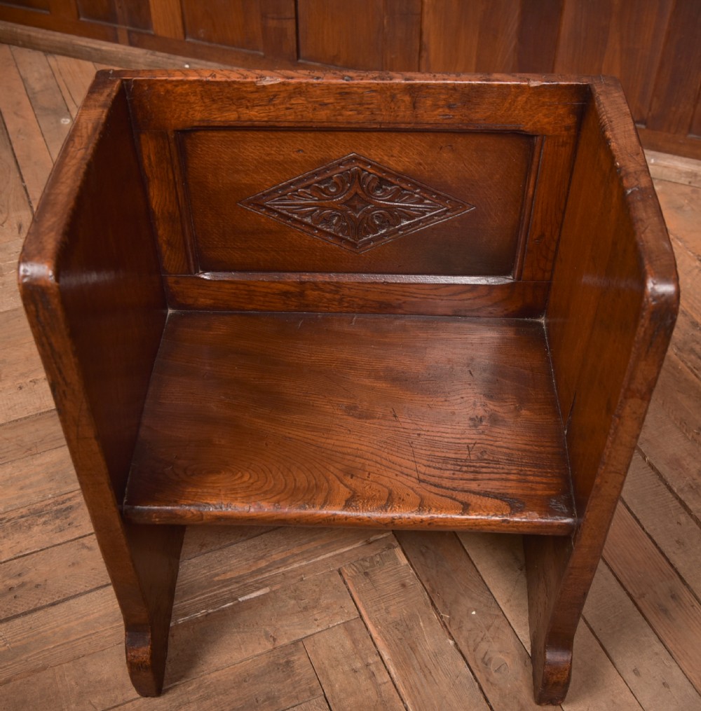 Victorian Oak Child's Hall Seat View IV