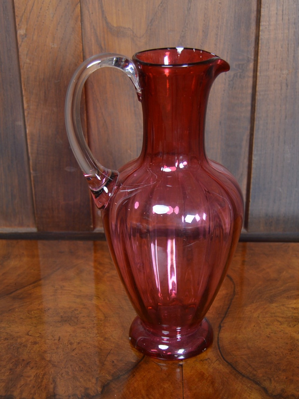 Victorian Cranberry Glass Water Jug