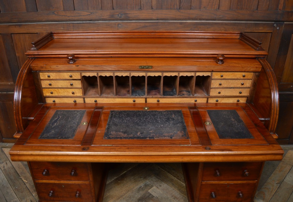 Victorian Mahogany Cylinder Desk View X