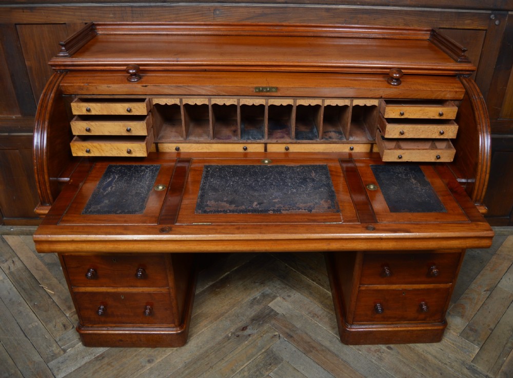 Victorian Mahogany Cylinder Desk View XVI