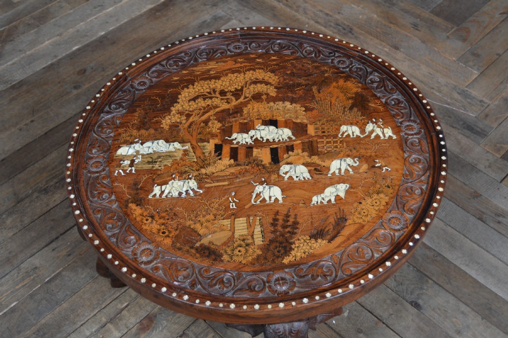 Indian Rosewood Elephant Table View III