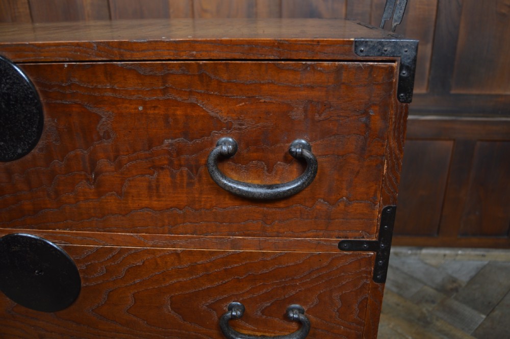 Japanese Elm Wood Tansu Chest View XII