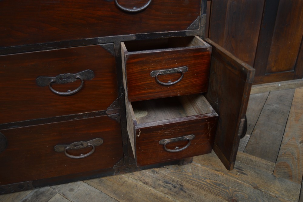 Japanese Elm Wood Tansu Chest View XIII
