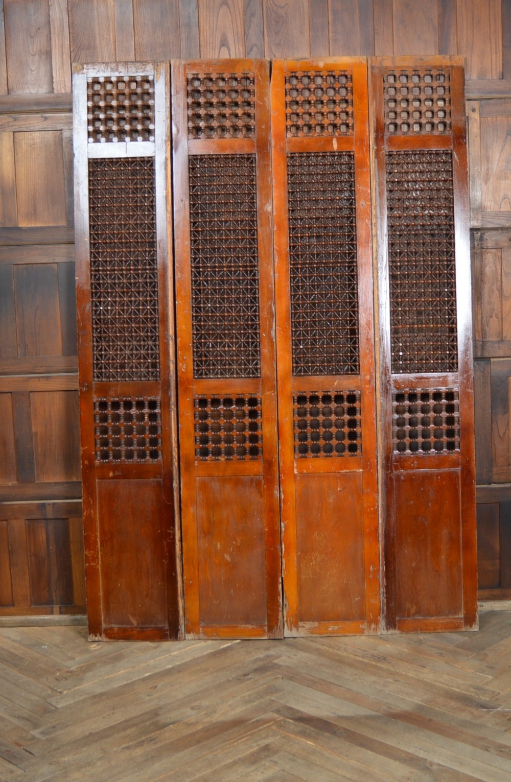 Four Carved Mahogany Panels