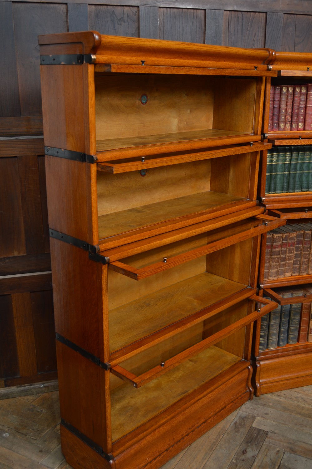 Pair of Edwardian Globe Wernicke 4 Sectional Bookcases View VI