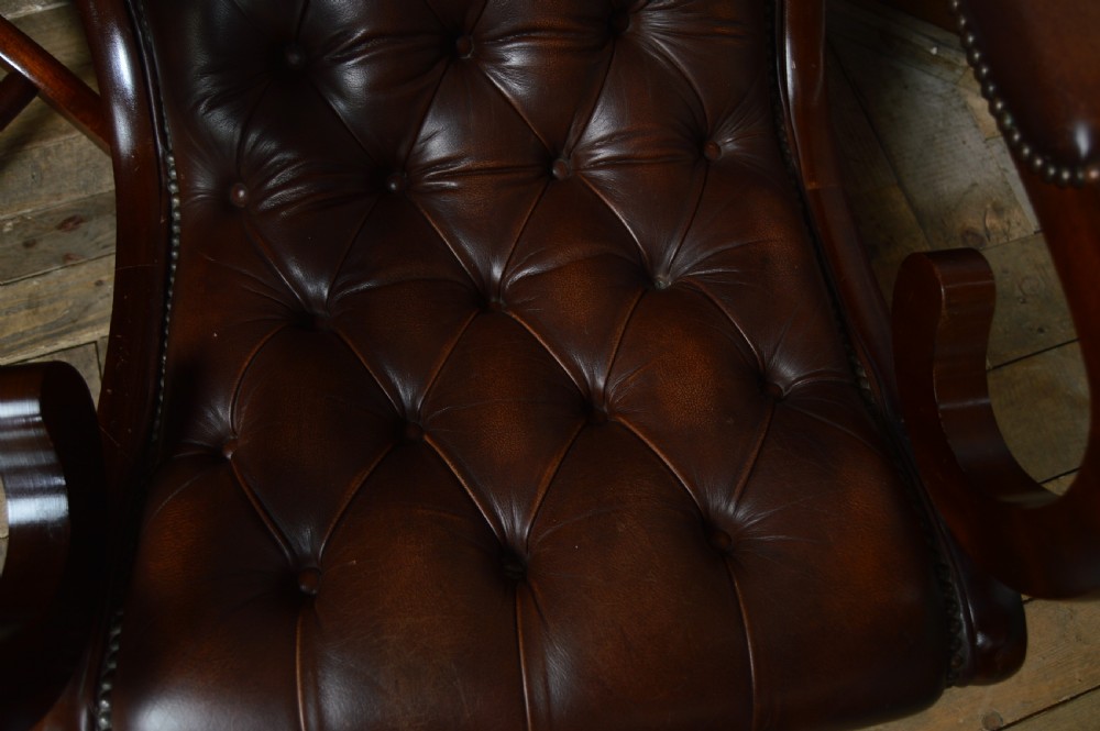 Pair of Mahogany Chesterfield Slipper Chairs View IX