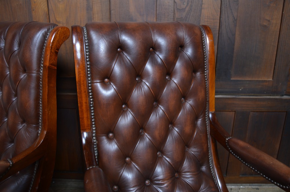 Pair of Mahogany Chesterfield Slipper Chairs View XI