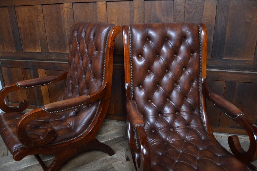 Pair of Mahogany Chesterfield Slipper Chairs View XII