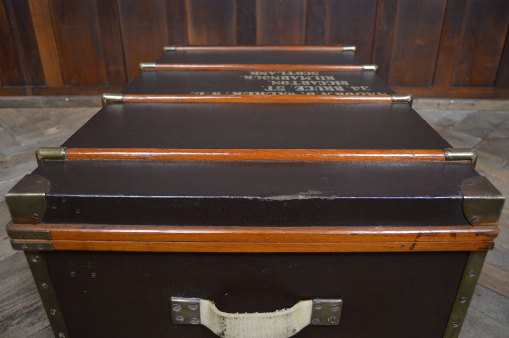 Leather Covered Travel Trunk/ Storage Box View XII