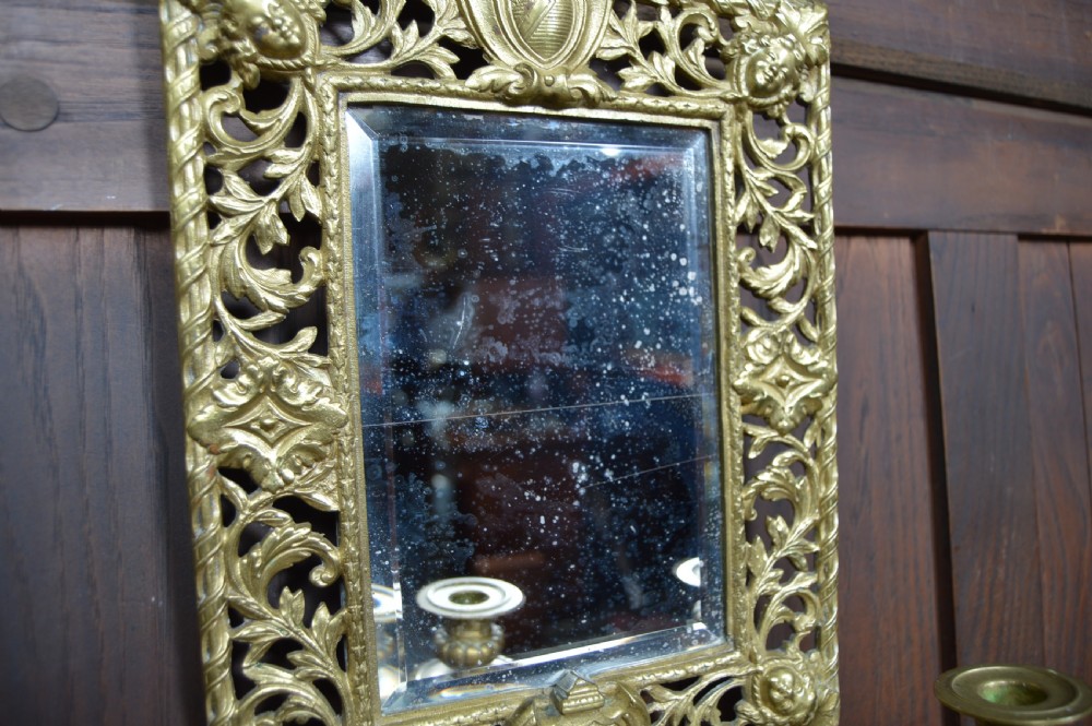 Edwardian Brass Mirrored Wall Sconce View V