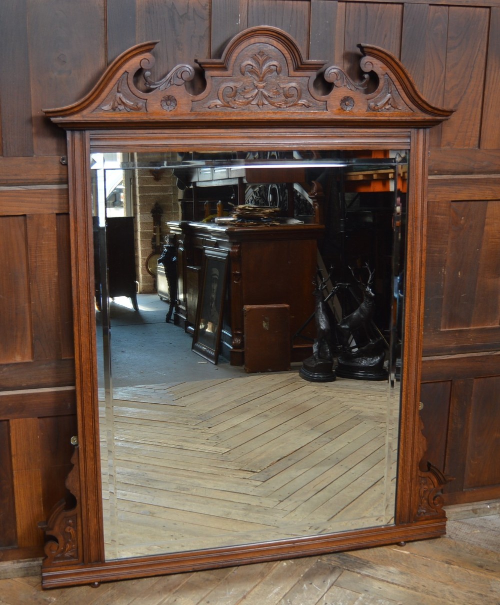 Victorian Oak Over Mantle Mirror