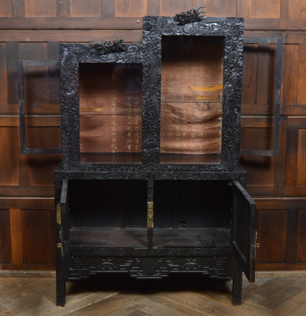 Chinese Ebonised Display Cabinet
