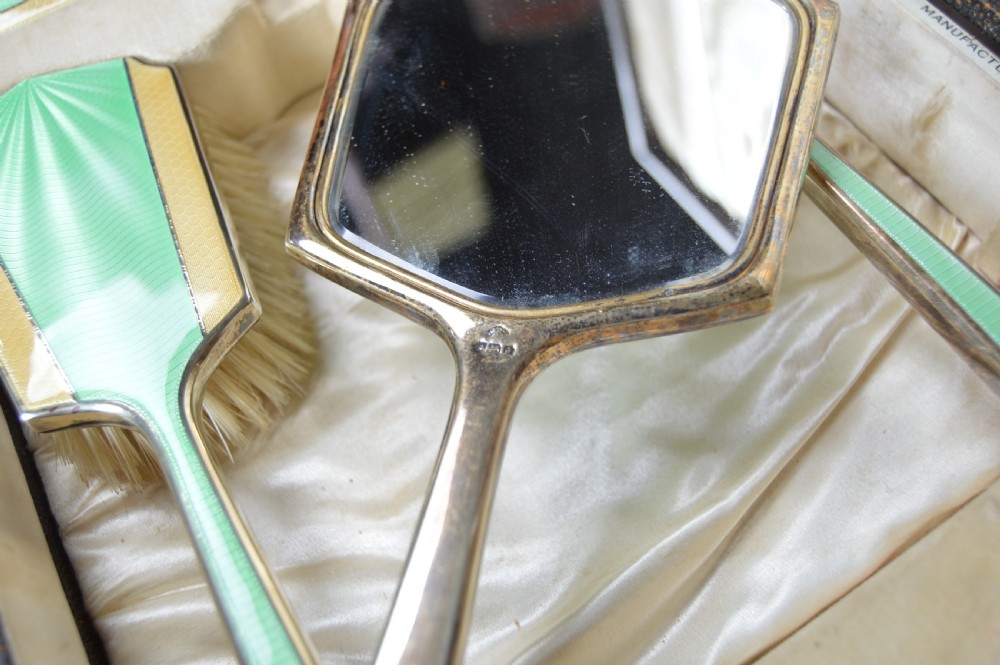 Silver and Enamel Dressing Table Set View VII
