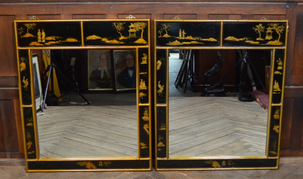 Black Chinoiserie Mirror