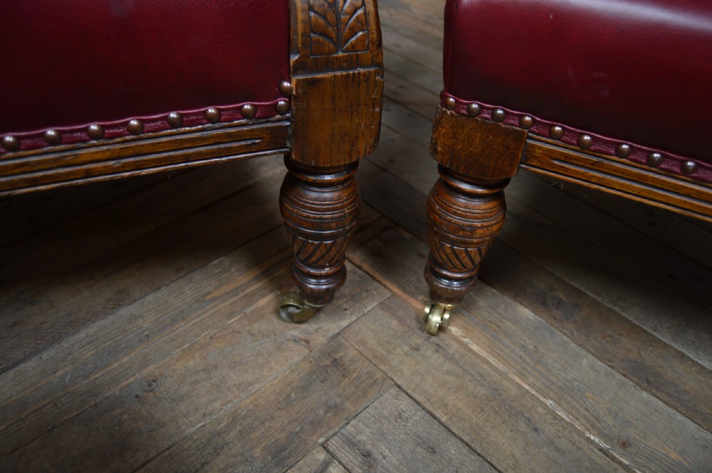 Pair of Edwardian Oak Library Chairs View IV