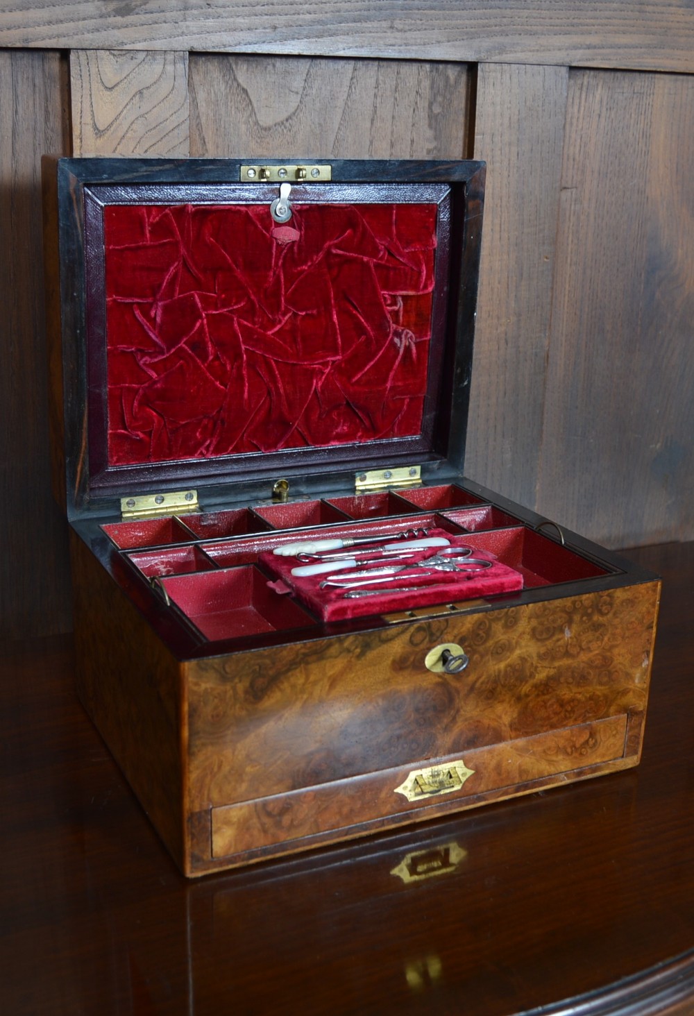 Victorian Walnut Jewellery Box 