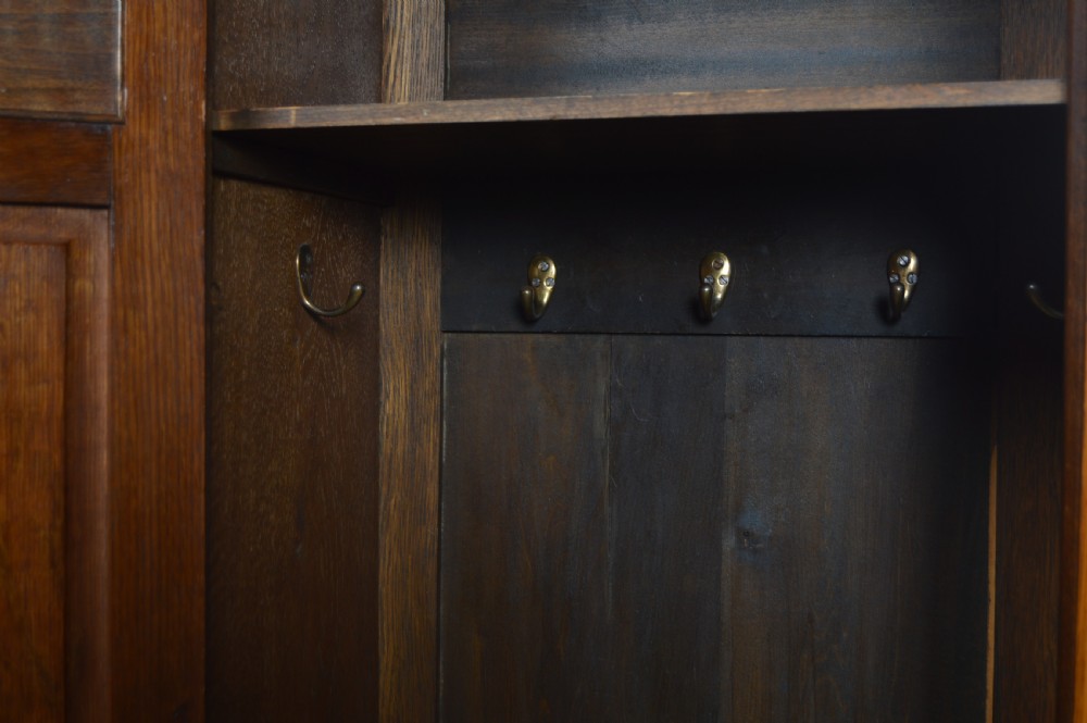 Arts and Crafts Oak Hall Stand/ Robe View XIV