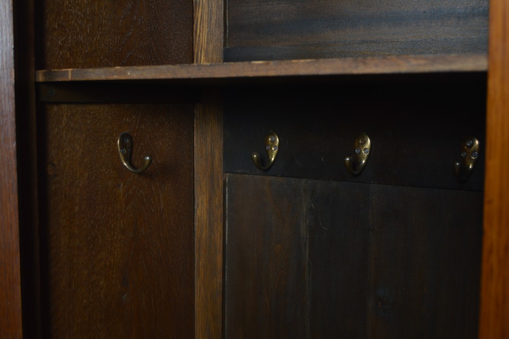 Arts and Crafts Oak Hall Stand/ Robe View XV