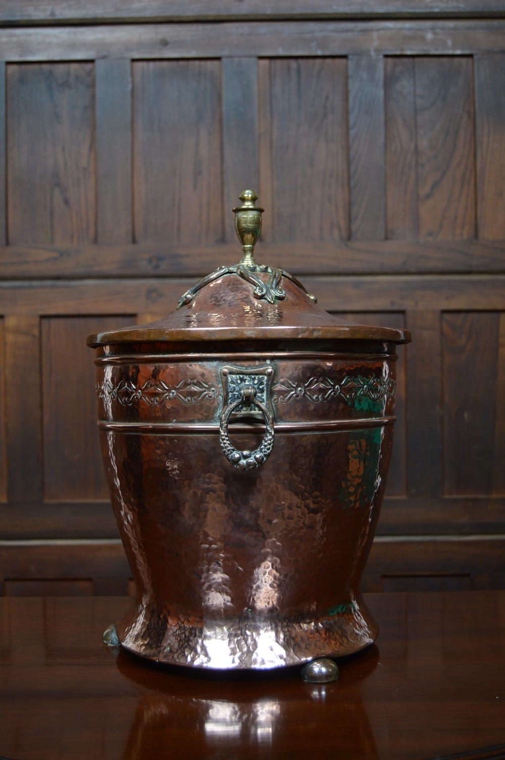 Edwardian Hand-Planished Copper Bucket View V