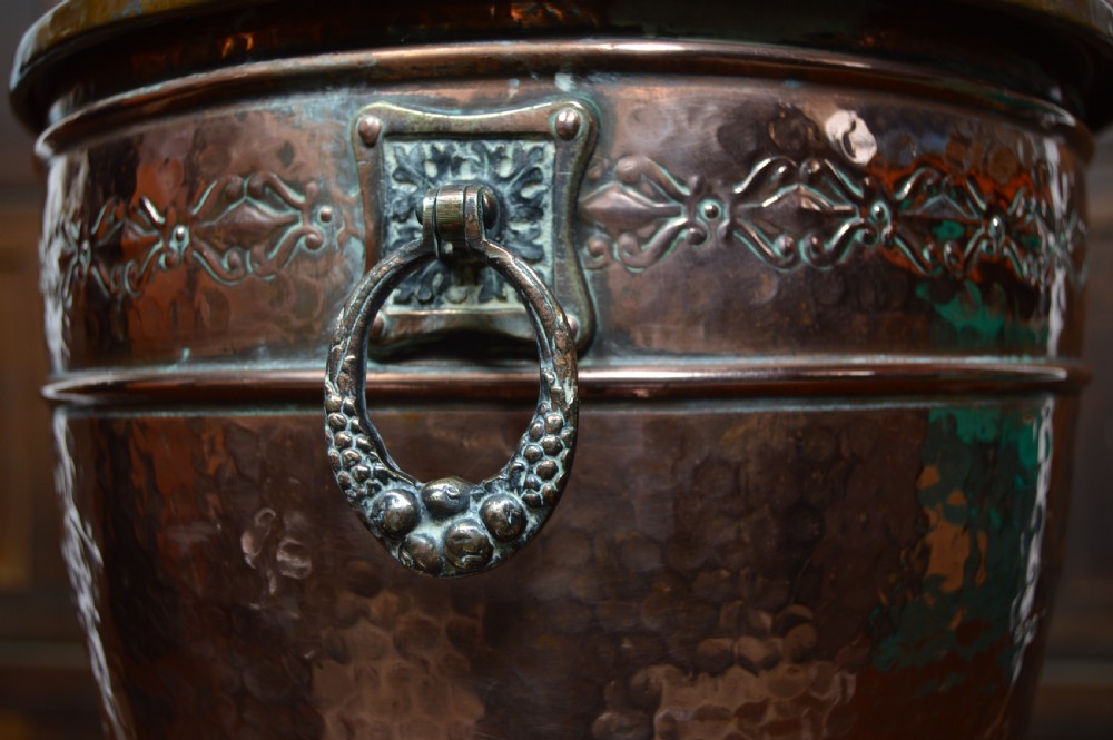 Edwardian Hand-Planished Copper Bucket View VI