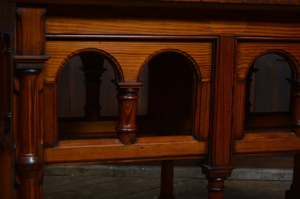Victorian Pitch Pine Gothic Style Table View III