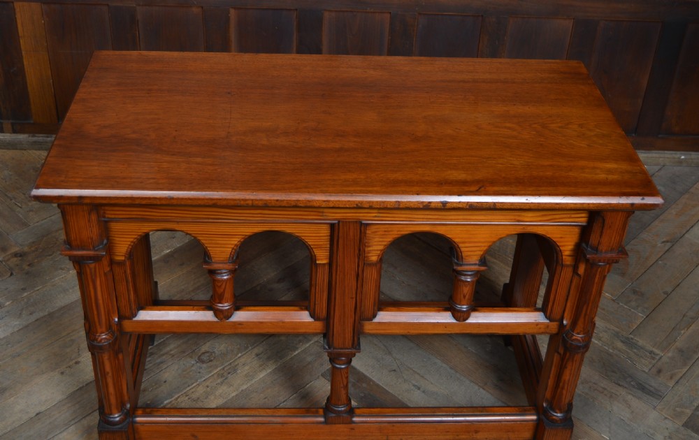 Victorian Pitch Pine Gothic Style Table View V