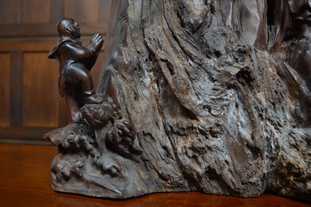 Guanyin Bodhisattva bronze with Root Wood Stand View VIII