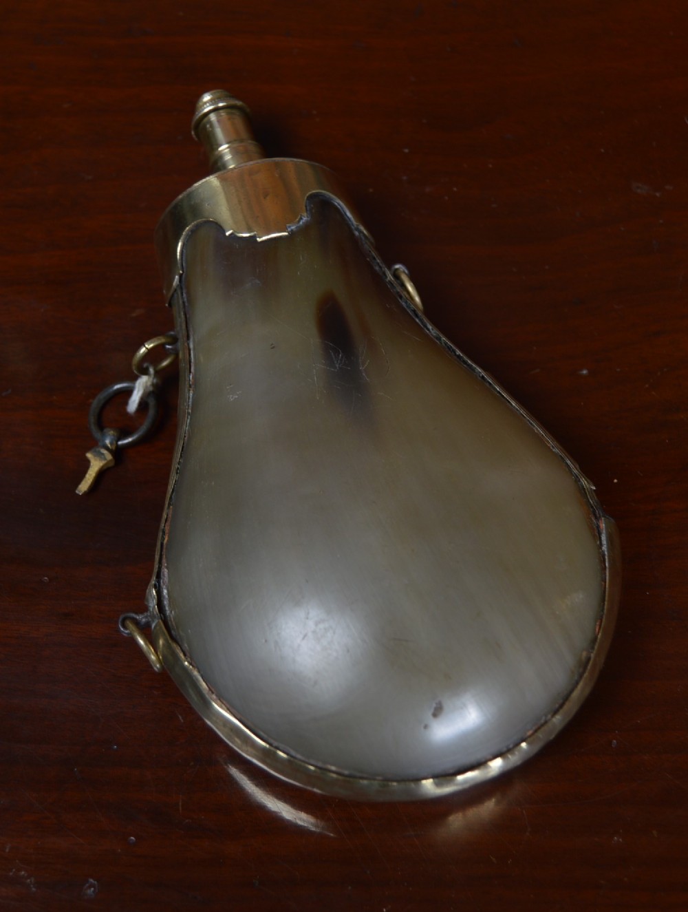 19th Century Green Horn Powder Flask