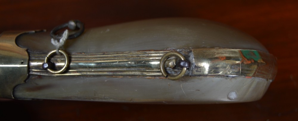 19th Century Green Horn Powder Flask View V