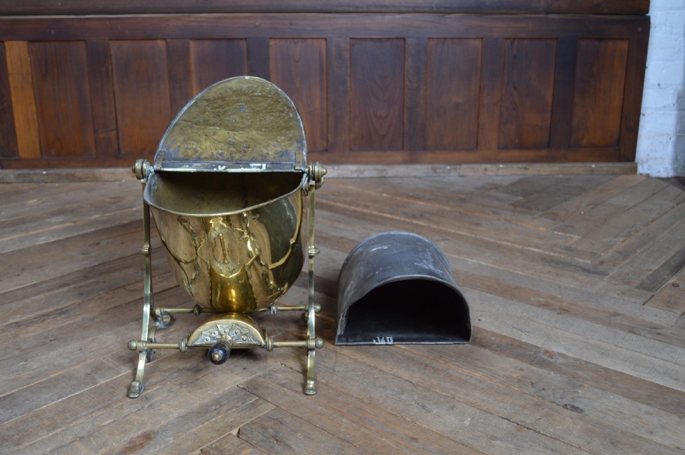 Edwardian Swing Brass Coal Bucket View XI