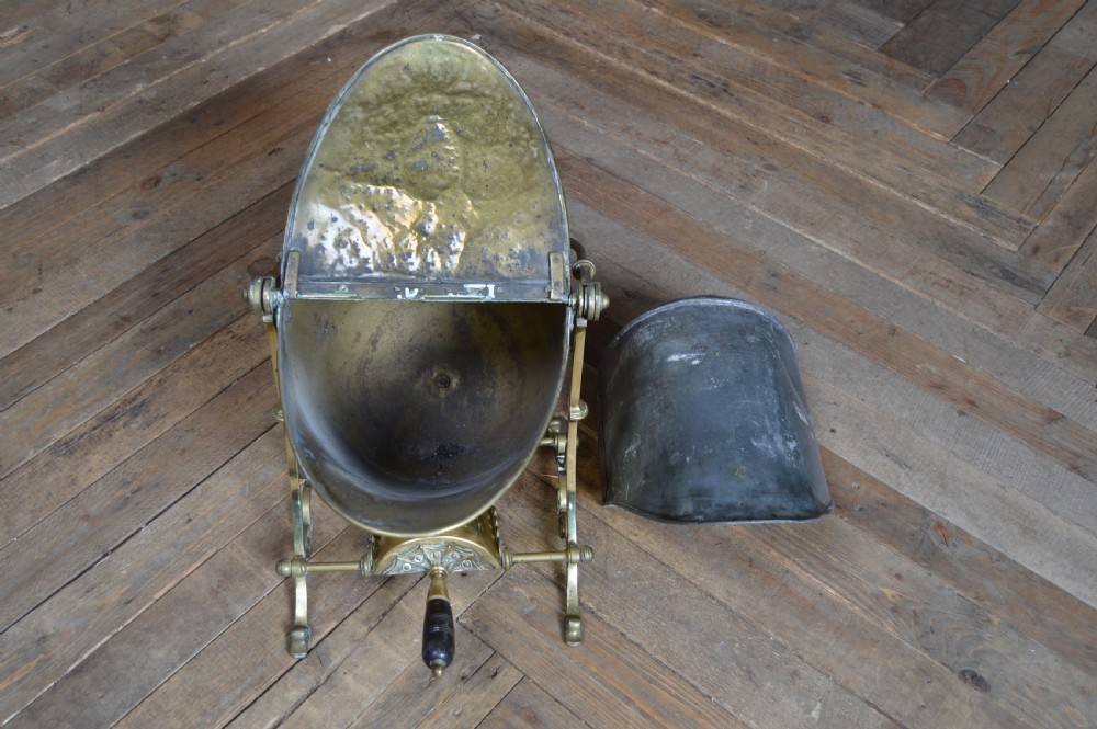 Edwardian Swing Brass Coal Bucket View XII