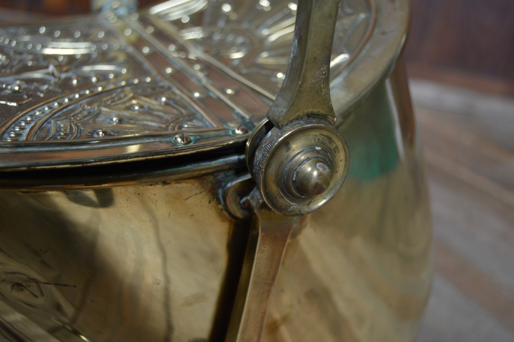 Edwardian Swing Brass Coal Bucket View XVIII