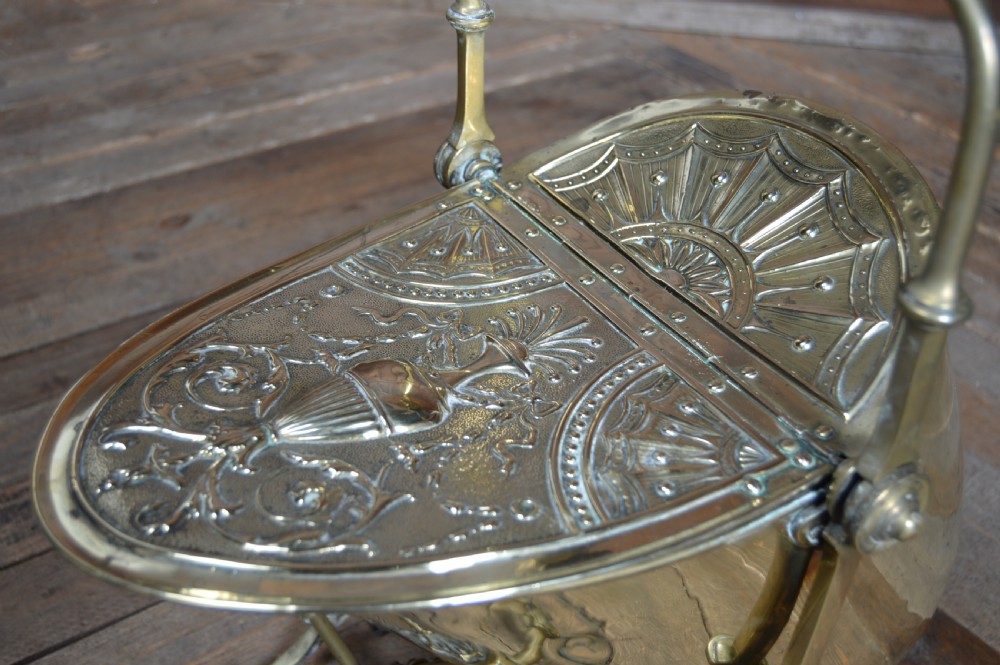 Edwardian Swing Brass Coal Bucket View XIX