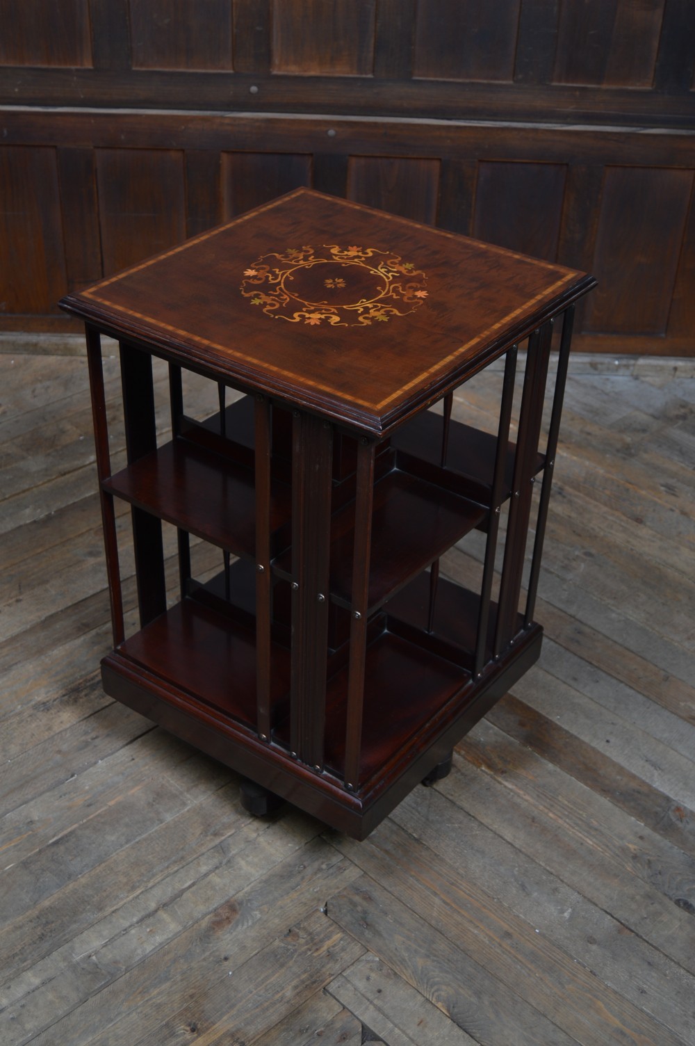 Edwardian Mahogany Revolving Bookcase View II