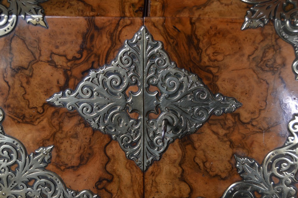 Victorian Burr Walnut and Brass Stationery Box View IV