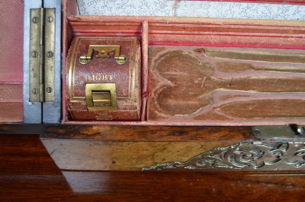 Victorian Burr Walnut and Brass Stationery Box View XV