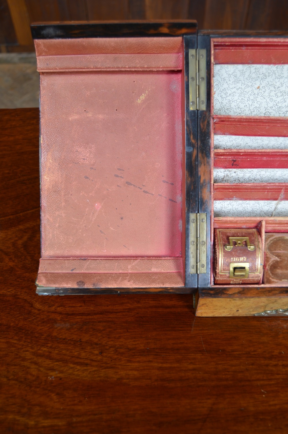Victorian Burr Walnut and Brass Stationery Box View XVI